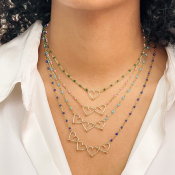 Collier chainette perles personnalisé 1 à 4 coeurs 