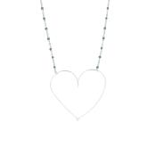 Collier "moyen coeur" chainette avec perles 